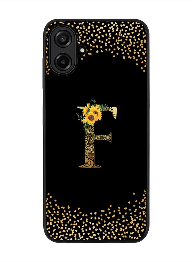 Stylizedd For Samsung Galaxy A07 4G Case,Slim fit Camera Protection, Shockproof Thin Phone cover  - Custom Floral Monogram - F ( Black )