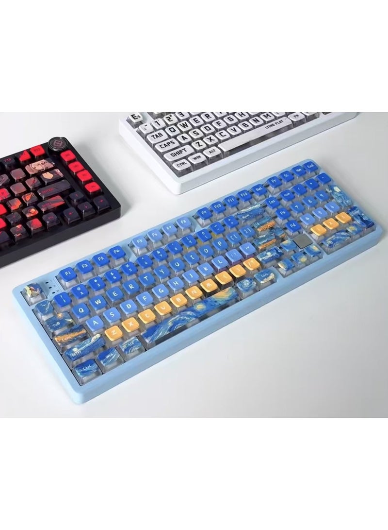 Kinnexa Tech Mechanical Keyboard Caps | w/ Free Compass & Puller Tool | RGB Shine-Through | PBT+PC | 5-Side Sublimation Pudding  Adapts to 61/68/75/84/87/98/104/108 Gaming Mechanical Keyboard Keycaps - Image 3