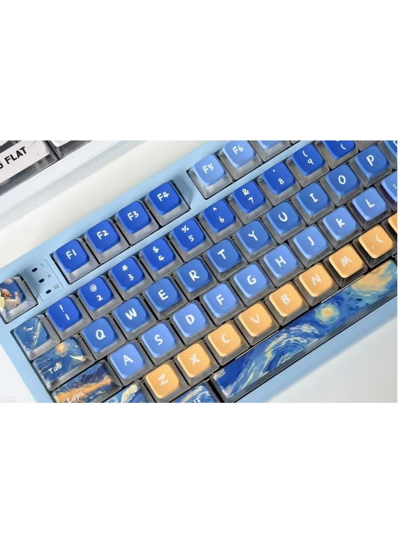 Kinnexa Tech Mechanical Keyboard Caps | w/ Free Compass & Puller Tool | RGB Shine-Through | PBT+PC | 5-Side Sublimation Pudding  Adapts to 61/68/75/84/87/98/104/108 Gaming Mechanical Keyboard Keycaps - Image 4