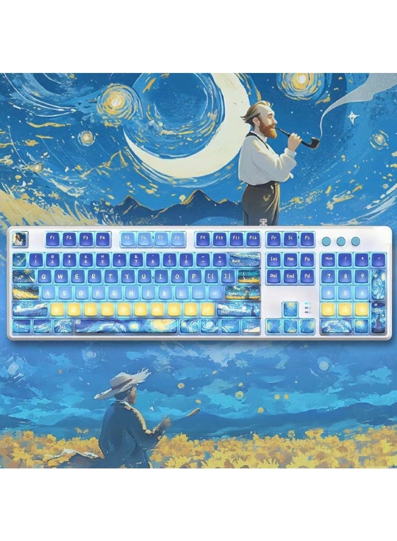 Kinnexa Tech Mechanical Keyboard Caps | w/ Free Compass & Puller Tool | RGB Shine-Through | PBT+PC | 5-Side Sublimation Pudding  Adapts to 61/68/75/84/87/98/104/108 Gaming Mechanical Keyboard Keycaps - Image 2