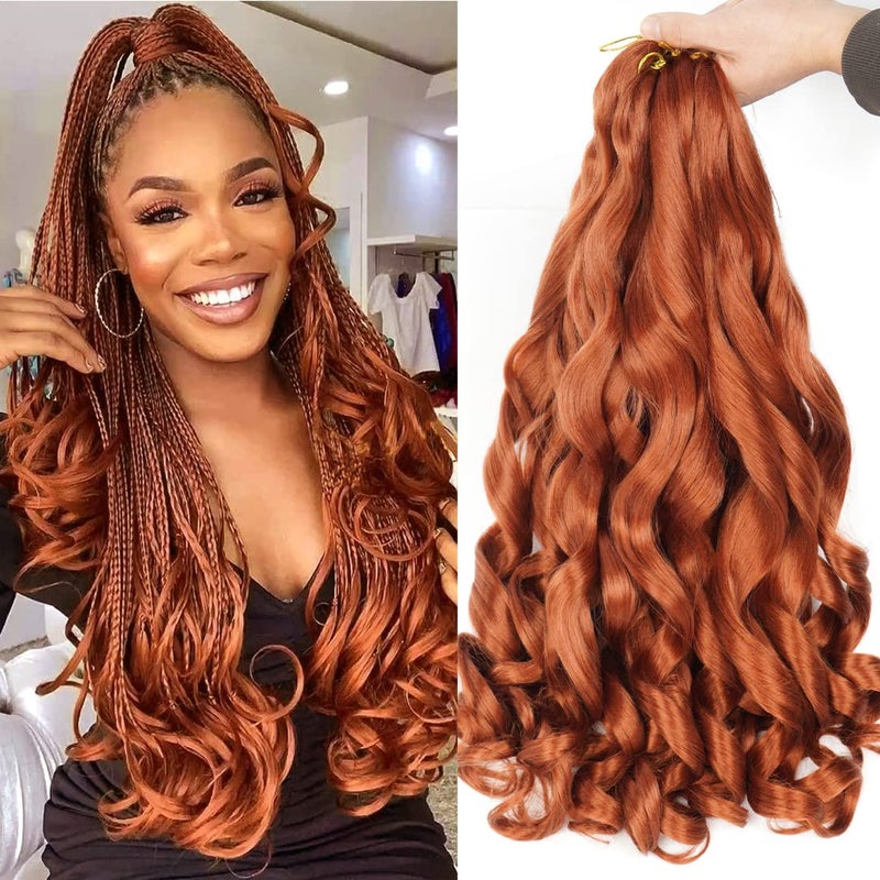 WIPPORYA Ginger French Curl Braiding Hair 24 Inch Soft Ginger Braiding Hair Pre Stretched Loose Wave Bouncy 100g/pack Yaki Crochet Hair for Black Women Hair Extensions for Braids (#350) - Image 1