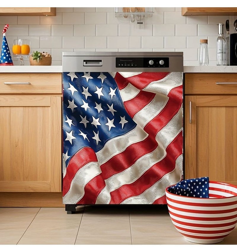 1 American Flag Magnetic Sticker Independence Day Waterproof Decoration for Dishwasher Door Cover - Image 5