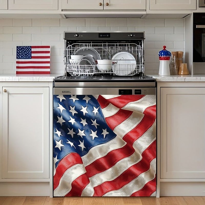 1 American Flag Magnetic Sticker Independence Day Waterproof Decoration for Dishwasher Door Cover - Image 4