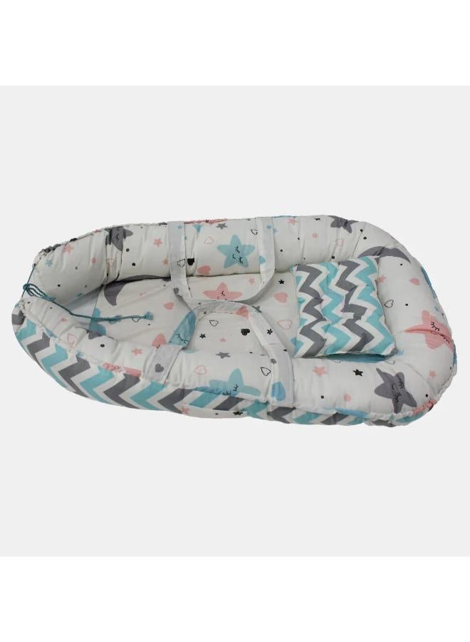 Kiddy Baby Nest – Light Blue with Zigzags - Image 2