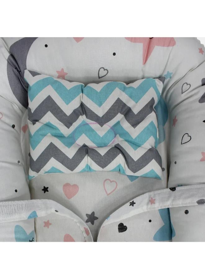Kiddy Baby Nest – Light Blue with Zigzags - Image 3