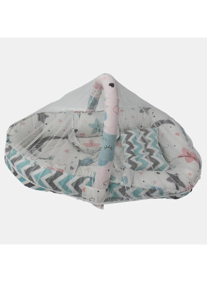 Kiddy Baby Nest – Light Blue with Zigzags - Image 1