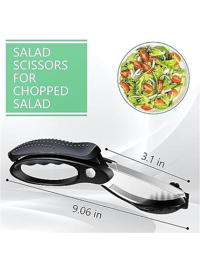 BWSJ Salad Scissors for Chopped SaladStainless Steel Vegetable Slicer and Fruit CutterHeavy Duty Kitchen Salad Scissors Multifunction Double Blade Salad Cutting Tool  - Image 2