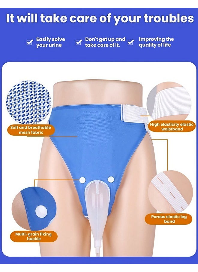 HS - Reusable Silicone Urine Collector with Portable Wearable Urinary Drainage Bag System Wearable Washable Urinal Collector For Old Man While Sleeping Bed Patients For 60+ Years Old, Blue - Image 1