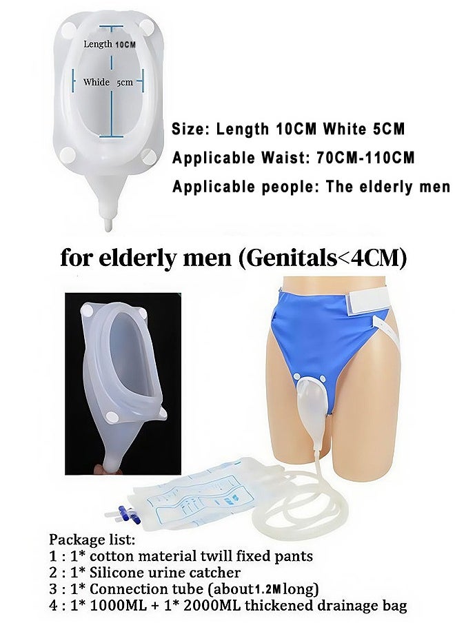 HS - Reusable Silicone Urine Collector with Portable Wearable Urinary Drainage Bag System Wearable Washable Urinal Collector For Old Man While Sleeping Bed Patients For 60+ Years Old, Blue - Image 1