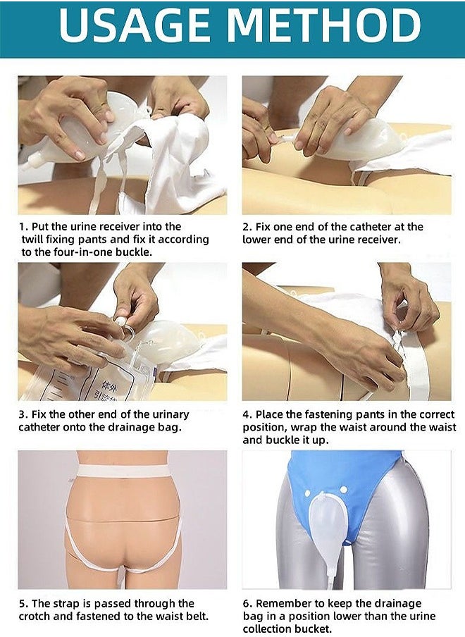 HS - Reusable Silicone Urine Collector with Portable Wearable Urinary Drainage Bag System Wearable Washable Urinal Collector For Old Man While Sleeping Bed Patients For 60+ Years Old, Blue - Image 1