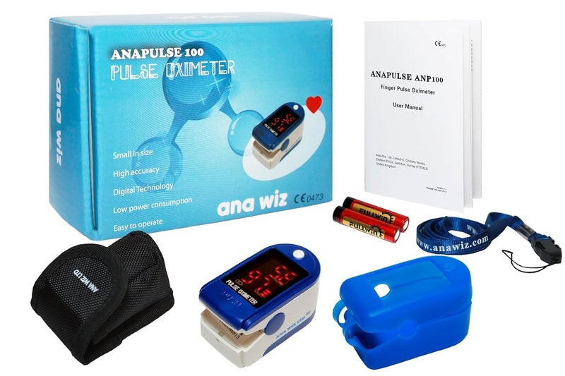 ANAPULSE مقياس نبض الإصبع أنابولس مع شاشة رقمية لقراءات معدل ضربات القلب ومستوى الأكسجين مع بطاريات وحقيبة حمل وحبل عنق متضمنة معتمد من CE مزود من NHS ANP100 - Image 2