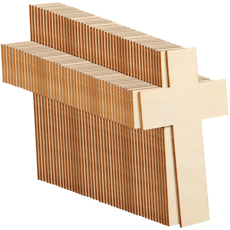 Treela 100 Pack Blank Wooden Cross Unfinished Cross Shaped Wood Cutouts for DIY Project Tags Sunday School Church Home Decoration Ornaments 11 x 7 cm 43 x 28 Inches