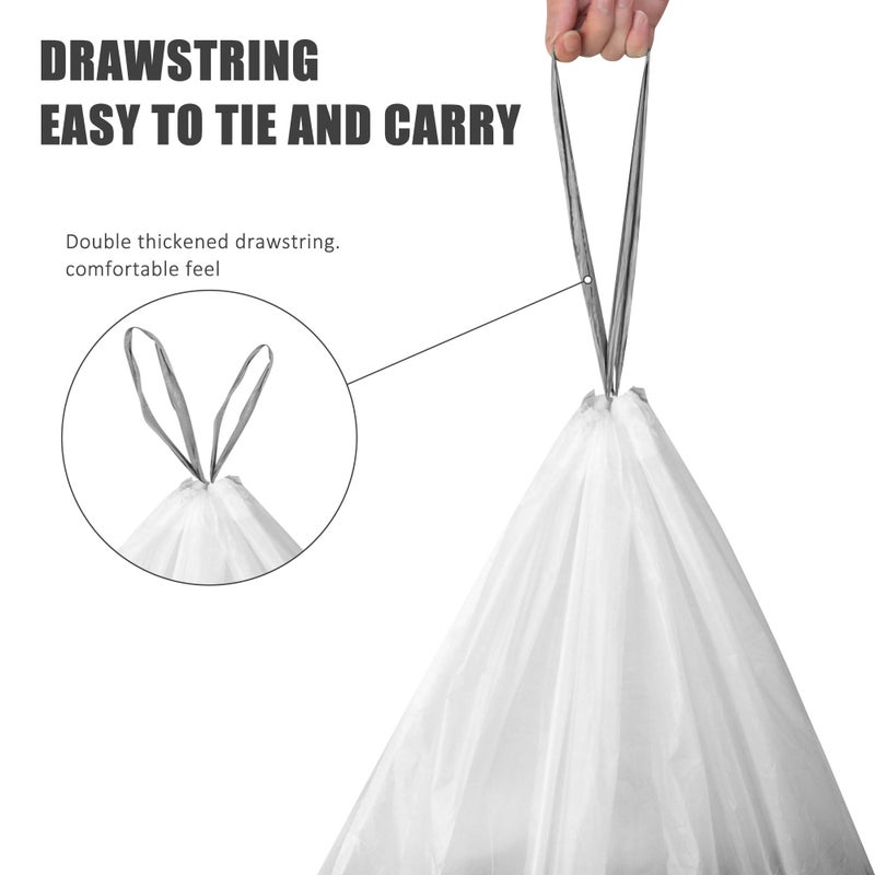 YUFDA 15 Gallon Trash Bags Drawstring,Tall Kitchen Trash Bags,50 Liter White Garbage Bags Kitchen,33 Count - Image 3