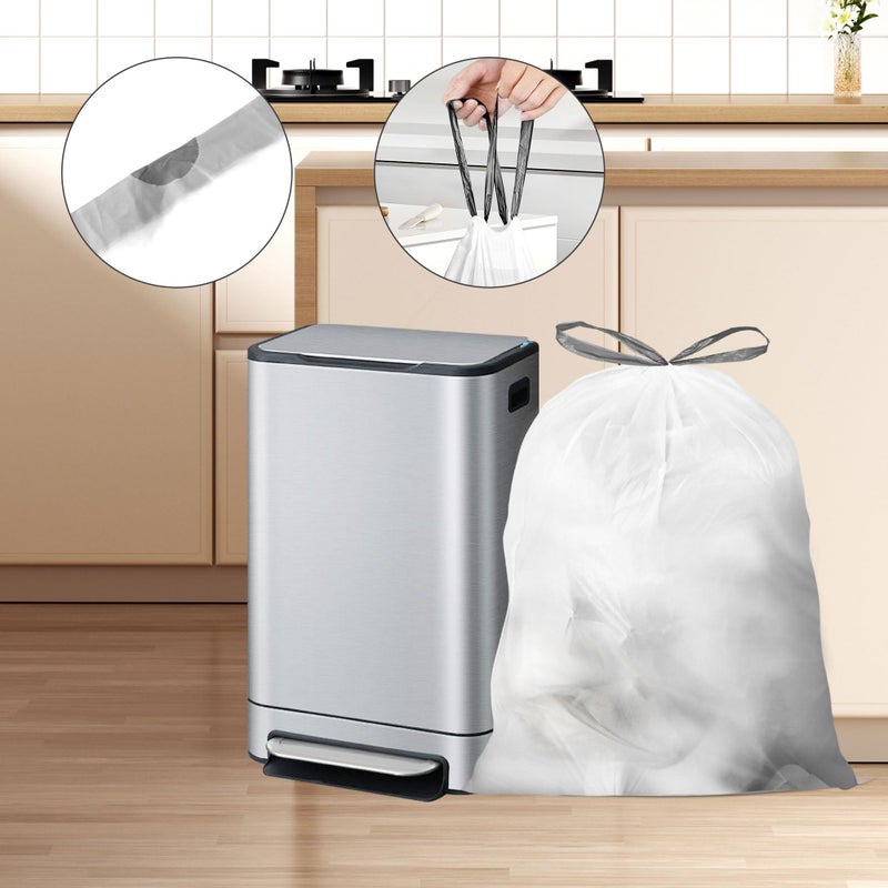 YUFDA 15 Gallon Trash Bags Drawstring,Tall Kitchen Trash Bags,50 Liter White Garbage Bags Kitchen,33 Count - Image 2