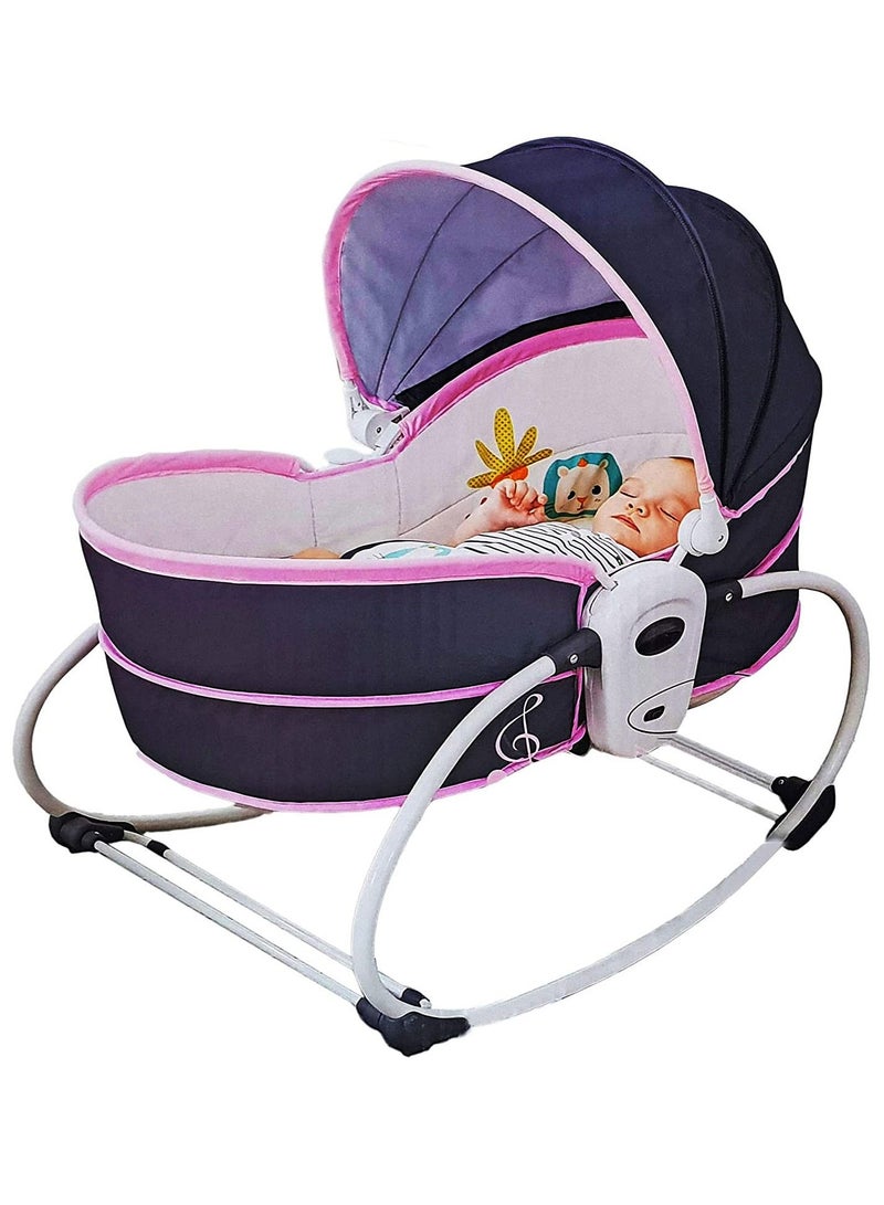 5 in 1 Baby Bassinet Rocker Rocking Napper, Bounce, Chair with Removable Baby Bassinet & Melody