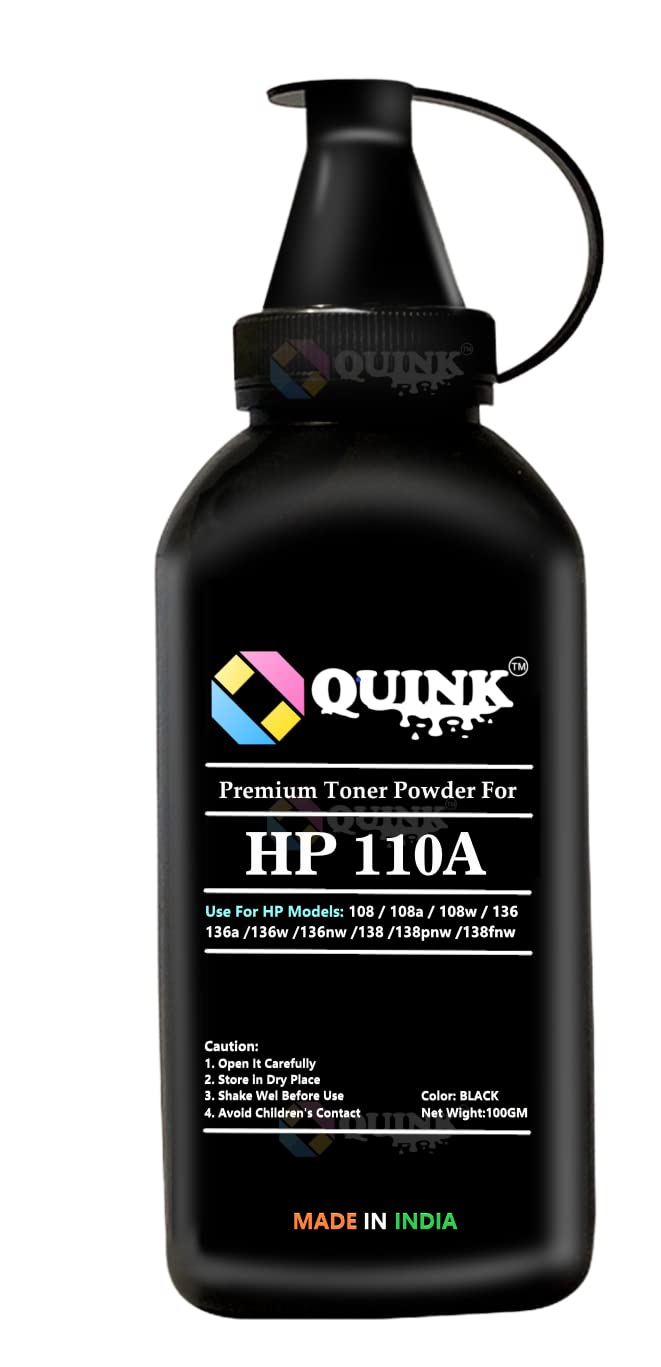 QUINK W1112A / 110A Premium Black Refill Toner Powder for AHP 110A Toner Crtridge Compatible with AHP Laser 108 108a 108w 136 136a 136w 136nw 138 138pnw 138fnw Printers (400GM) - Image 1