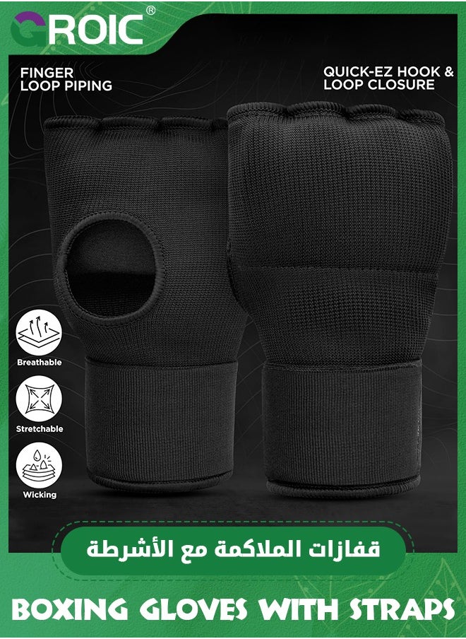 GROIC 1 Pair Padded Inner Gloves Training Gel Elastic Hand Wraps for Boxing Gloves Quick Wraps Men & Women Kickboxing Muay Thai MMA Bandages Fist Knuckle Wrist Wrap Protector Handwraps  - Image 5