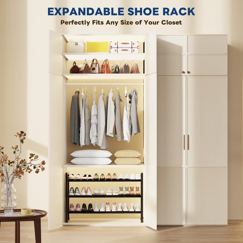 Mavivegue 19â€œ- 43â€ Adjustable Shoe Rack, 3 Adjustable Length, 3 Tier Expandable Shoe Rack for Closet, Entryway, Shoe Shelf, Black - Image 5