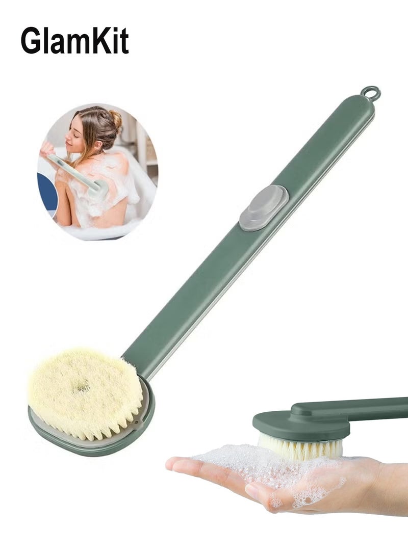GlamKit Long Handle Dry and Bath Body Brush, Exfoliation, Dry Brush for Cellulite and Lymphatic Drainage, Exfoliating Brush, Shower Brush Body Scrubber（Green） - Image 1