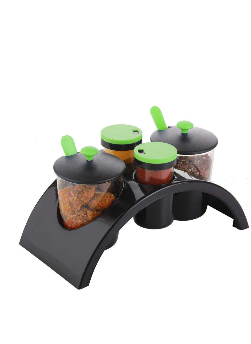 MIGORA Spice Rack Kitchenware Smart Plastic Spice and Pickle Jar Spice Jar Set Spice Jar Container Kitchen Spice Box Salt Jar with Spoons 4 Condiment Set Multicolor 1 Set