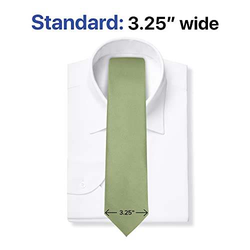 boxed-gifts UMO LORENZO Classic Necktie Sage Solid Color and Standard Fit Satin Finish for Men (Sage) - Image 2
