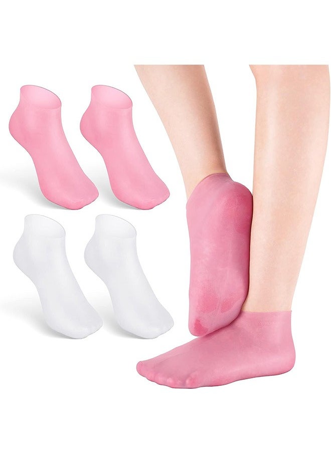 LENND - 2 Pairs Silicone Moisturizing Socks Softening Dry Feet, Rough Skins & Anti Slip Aloe Socks for Dry  Feet Women, Calluses, Spa Gel Socks Foot Care After Pedicure - Image 1