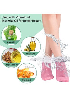 LENND 2 Pairs Silicone Moisturizing Socks Softening Dry Feet, Rough Skins & Anti Slip Aloe Socks for Dry  Feet Women, Calluses, Spa Gel Socks Foot Care After Pedicure  - Image 4
