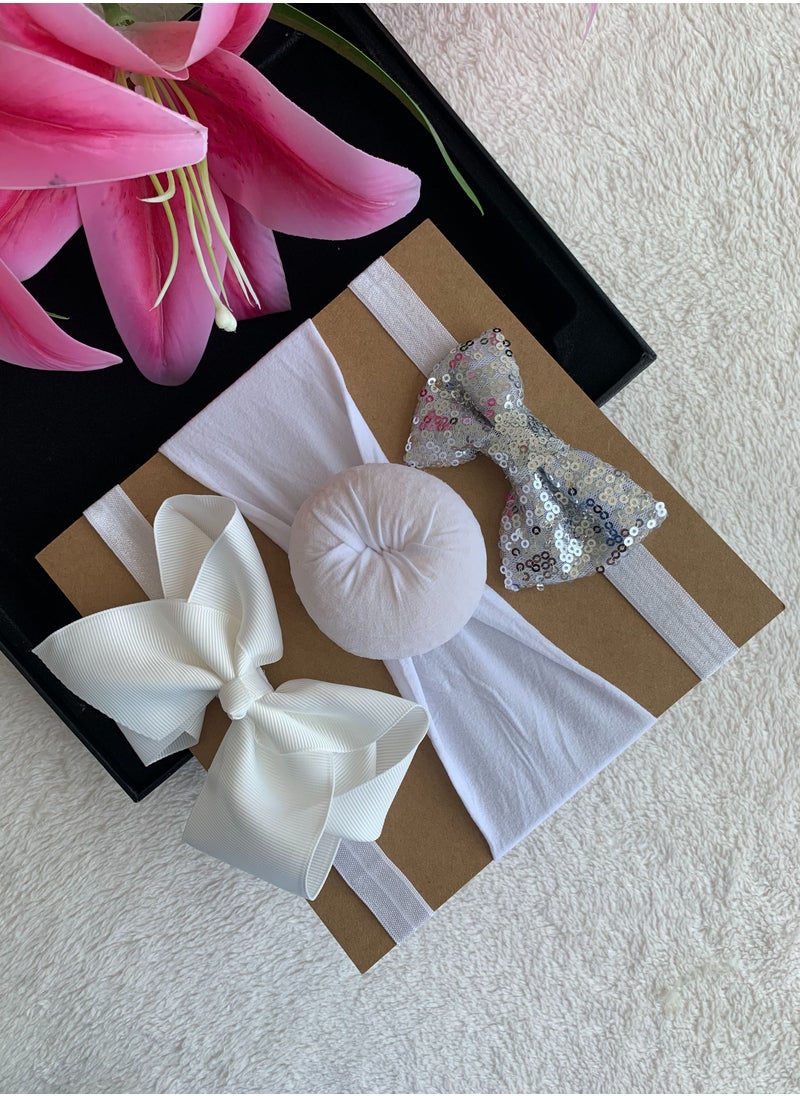 The Girl Cap The Girl Cap Elastic Baby Headband Stretchable Nylon Assorted Hairbands Hair Accessories for Baby - White  - Image 2
