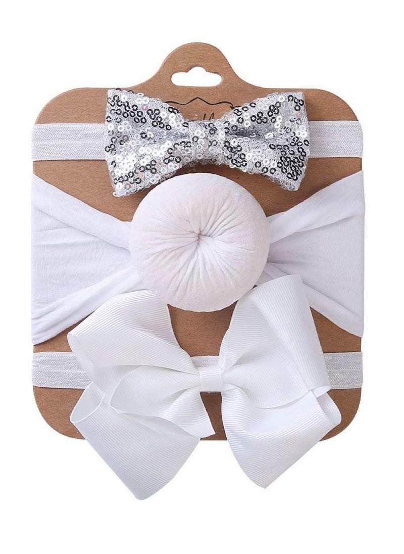 The Girl Cap The Girl Cap Elastic Baby Headband Stretchable Nylon Assorted Hairbands Hair Accessories for Baby - White  - Image 1