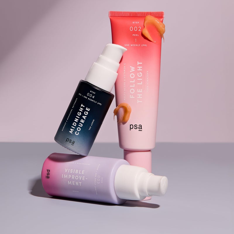 PURPOSEFUL SKINCARE PSA - FOLLOW THE LIGHT Multi Acids & Vitamin C Peel | Glycolic + Lactic Acid, Vitamin C, Pomegranate Enzymes | Suitable for All Skin Types (50 mL | 1.7 oz) - Image 4