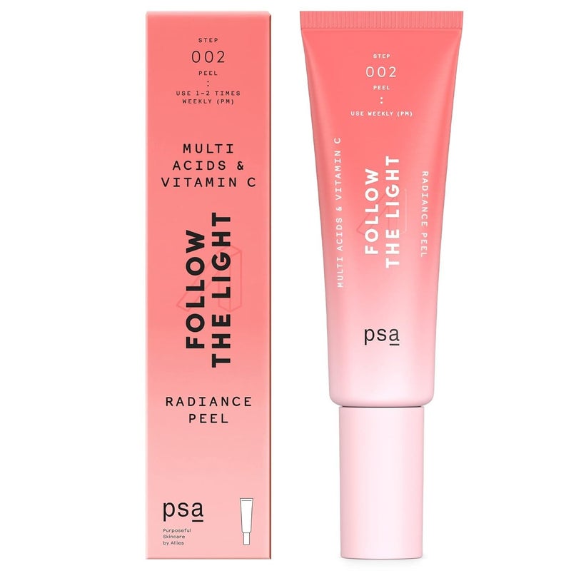 PURPOSEFUL SKINCARE PSA - FOLLOW THE LIGHT Multi Acids & Vitamin C Peel | Glycolic + Lactic Acid, Vitamin C, Pomegranate Enzymes | Suitable for All Skin Types (50 mL | 1.7 oz) - Image 3