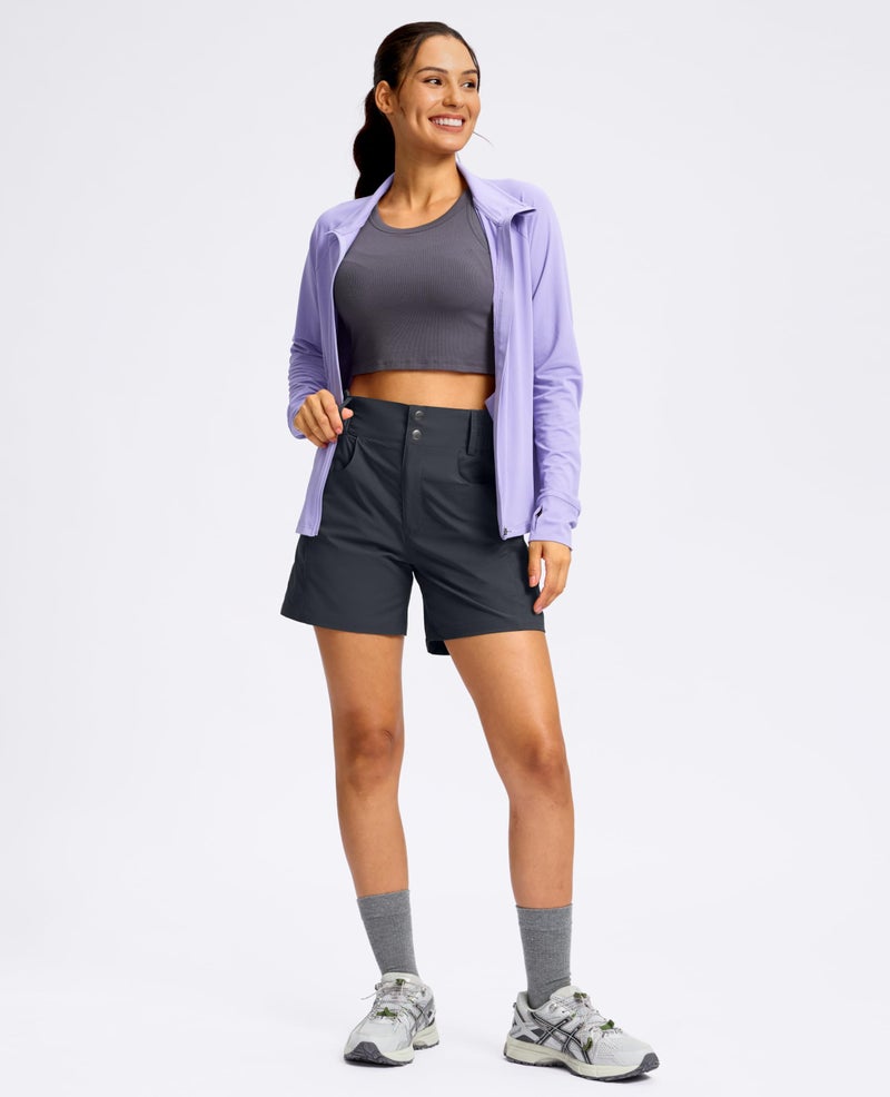 Viodia Women's 5" Hiking Golf Shorts with Pockets High Waist Stretch Cargo Short Shorts for Women Casual Summer Steel Grey - Image 5