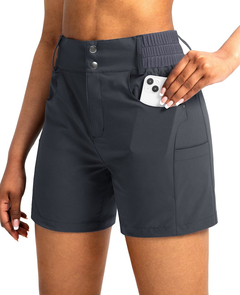 Viodia Women's 5" Hiking Golf Shorts with Pockets High Waist Stretch Cargo Short Shorts for Women Casual Summer Steel Grey - Image 1