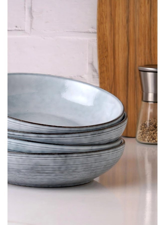 Famiware Tempus Series 4 Pieces Pasta Bowls Set, Pearl Blue - Image 1