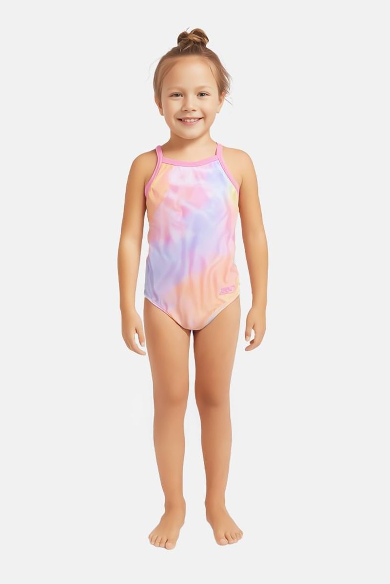 ZOGGS Toddlers Girl Tie Dye Sleeveless One Piece Swimsuit, Multicolor - Image 1