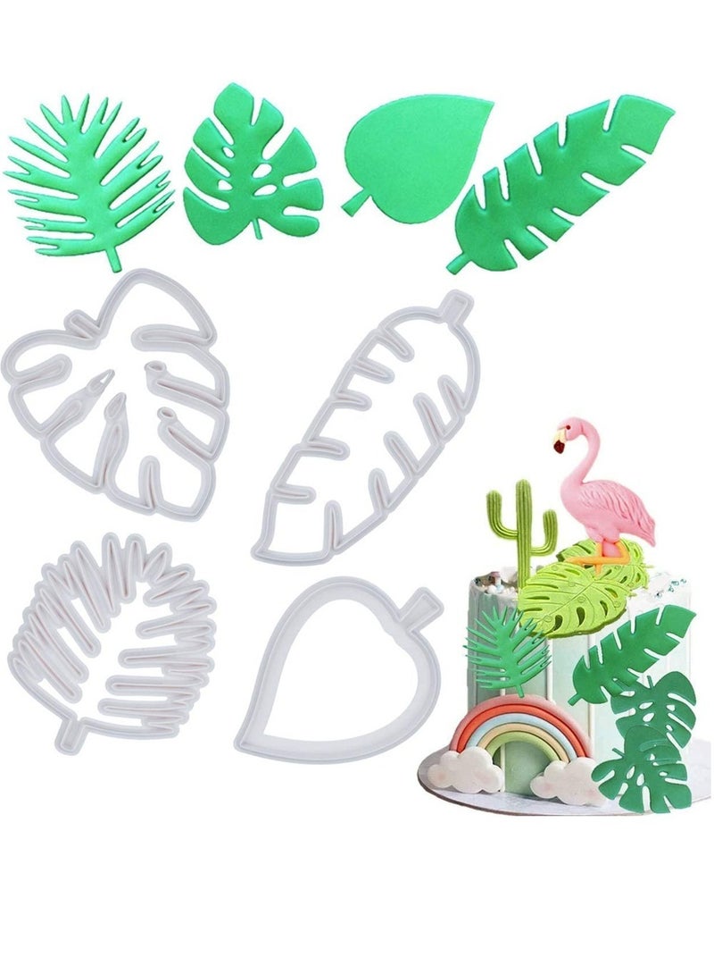 Tropical Leaf Cookie Cutter Set - 4 Pcs Palm Leaf Molds for Fondant, Sugarcraft, Cake Decorating & Candy Making - Image 1