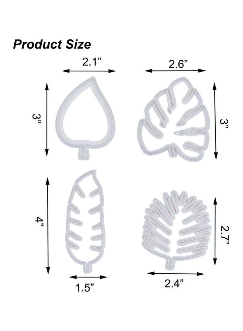 Tropical Leaf Cookie Cutter Set - 4 Pcs Palm Leaf Molds for Fondant, Sugarcraft, Cake Decorating & Candy Making - Image 3