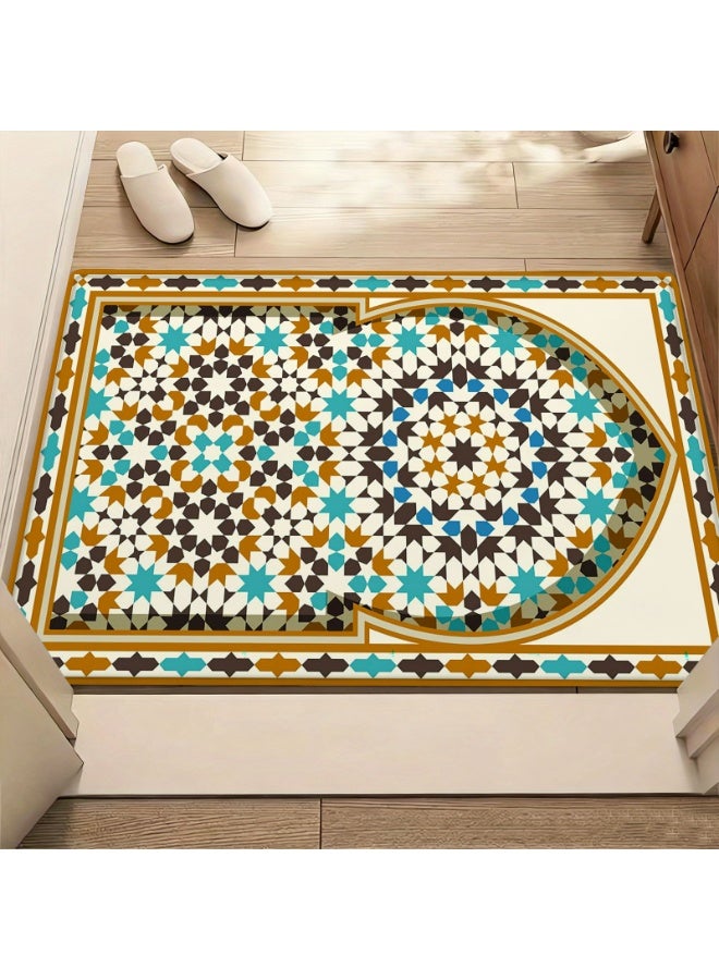 Geometric Mosaic Star Pattern Floor Mat, Non-Slip Polyester Rug for Indoor/Outdoor Use - Image 5