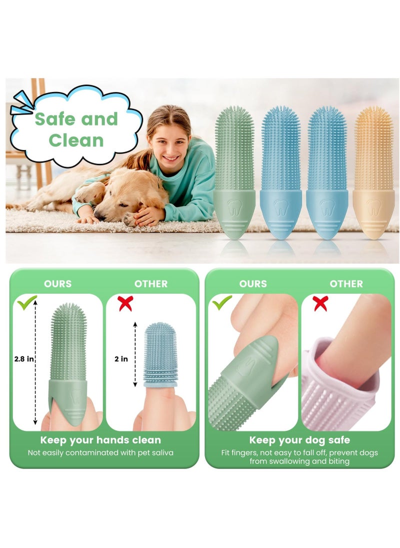 Dog Toothbrush, 4 Pack Dog Tooth Brush, 360° Cleaning Finger Toothbrush for Dogs, Food Grade Silicone Dog Finger Toothbrush Fits Most Fingers, Toothbrush for Dogs u0026 Cats Dental Care - Image 5