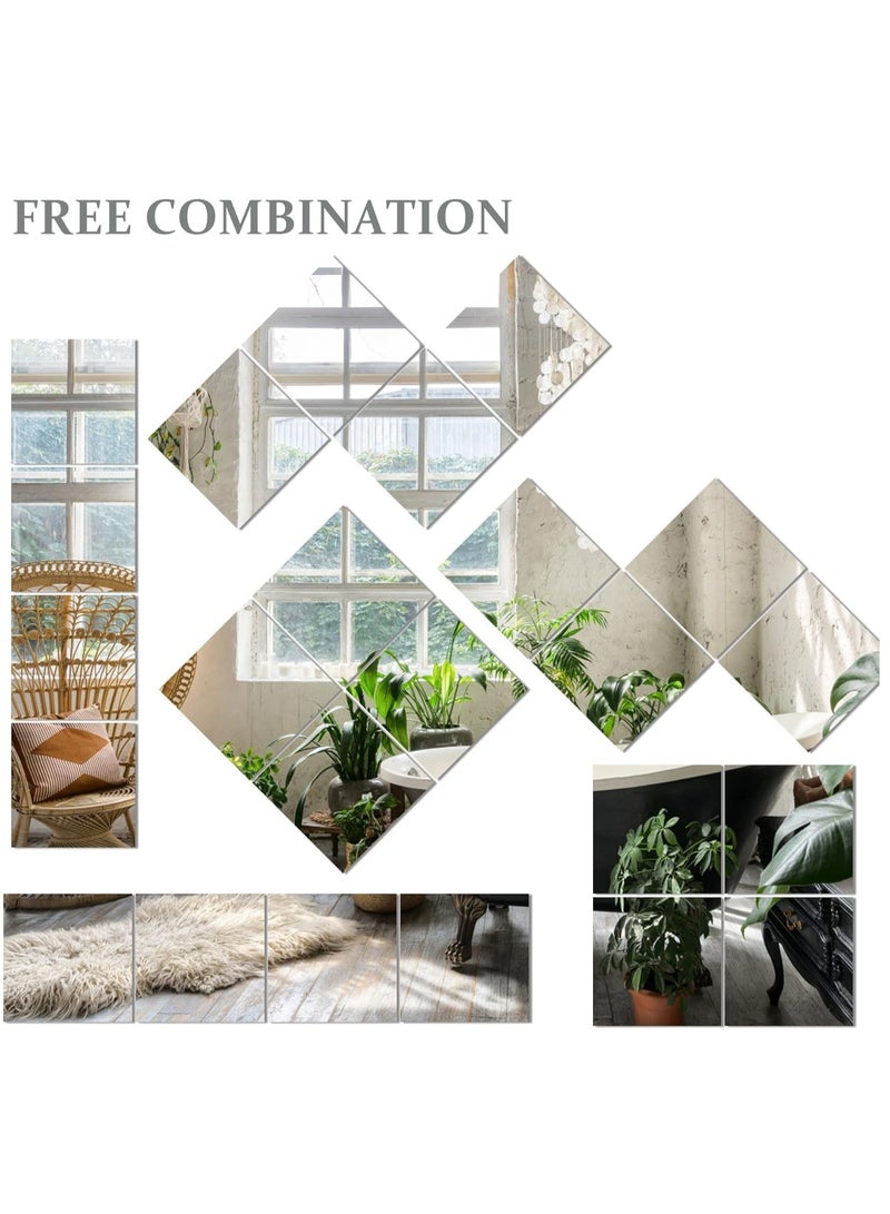 Beauenty 4PCS 30 * 30cm Glass Full Length Wall Mirror Tiles : Frameless Wall Mounted Mirror for Home Office Bedroom Living Room Bathroom Door Gym - Image 4