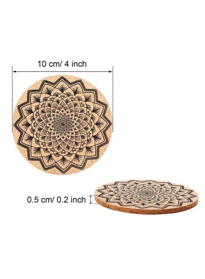 Tatuo 12 Pieces Cork Coasters for Drinks Absorbent Reusable Cup Mat Drink Coaster for Home Restaurant Office and Bar, 4 Inches - Image 2