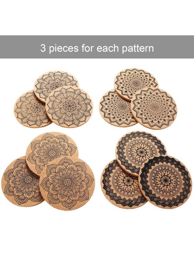 Tatuo 12 Pieces Cork Coasters for Drinks Absorbent Reusable Cup Mat Drink Coaster for Home Restaurant Office and Bar, 4 Inches - Image 5