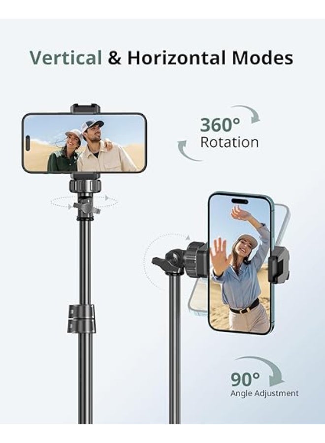 62" Phone Tripod & Selfie Stick – Extendable Tripod Stand with Wireless Remote and Phone Holder – Compatible with Smartphones & Cameras - Image 2