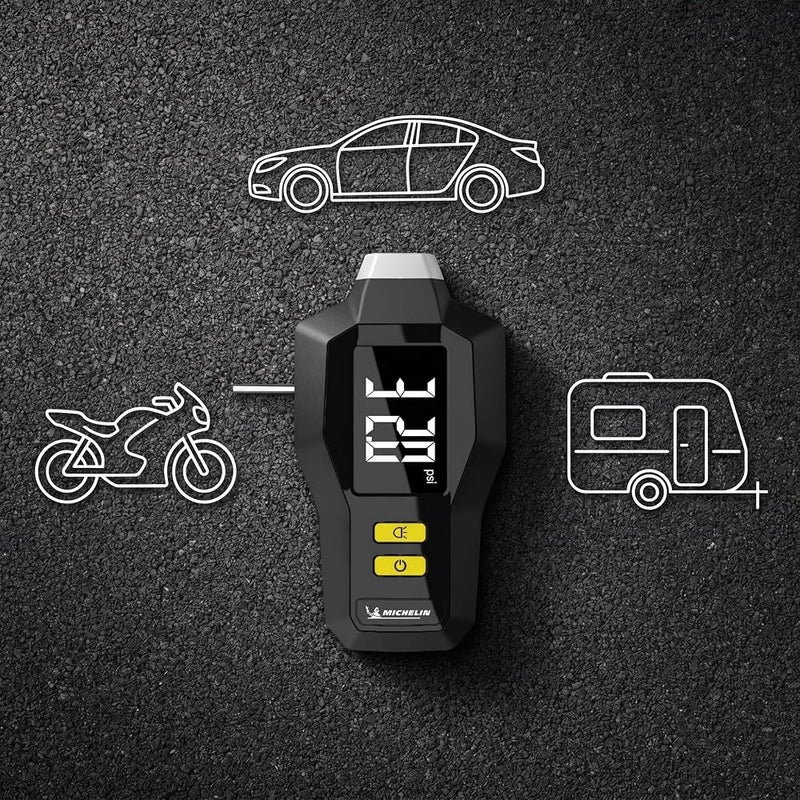MICHELIN 12292 Digital Tyre Tread Depth & Pressure Gauge Accurate 5-99 PSI LCD Dual Function Backlit Display 0.5 PSI Resolution Compact Black Durable Design for Cars UAE KSA - Image 1