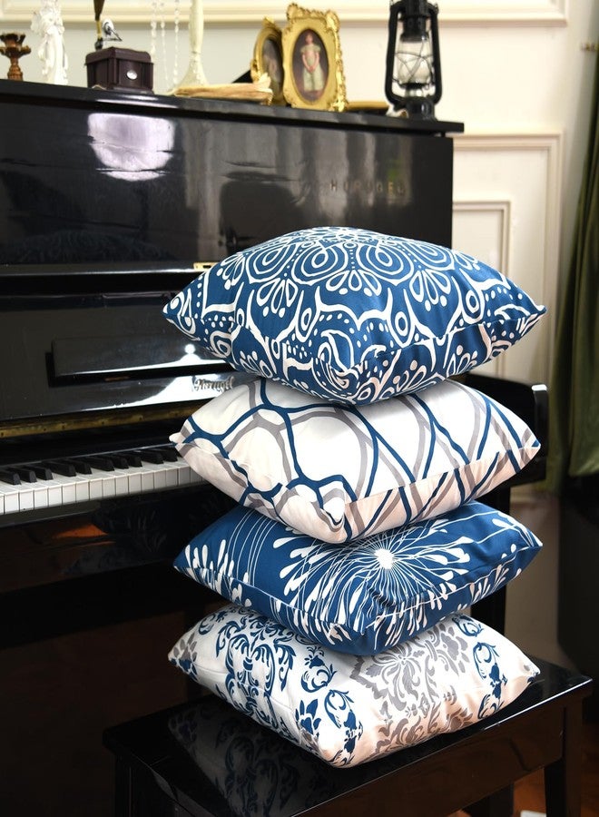 Coliuso Decorative Throw Pillow Covers 18x18 Set of 4, Blue Modern Simple Square Pillow Case Cushion Cover for Sofa Couch Farmhouse Outdoor Living Room (Blue, 18"x18") - Image 4