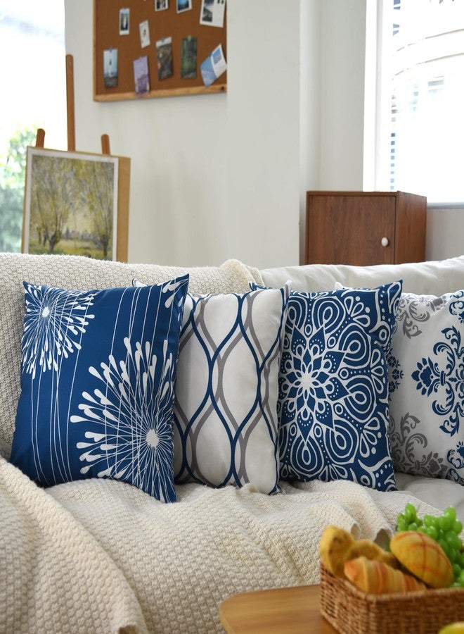 Coliuso Decorative Throw Pillow Covers 18x18 Set of 4, Blue Modern Simple Square Pillow Case Cushion Cover for Sofa Couch Farmhouse Outdoor Living Room (Blue, 18"x18") - Image 5