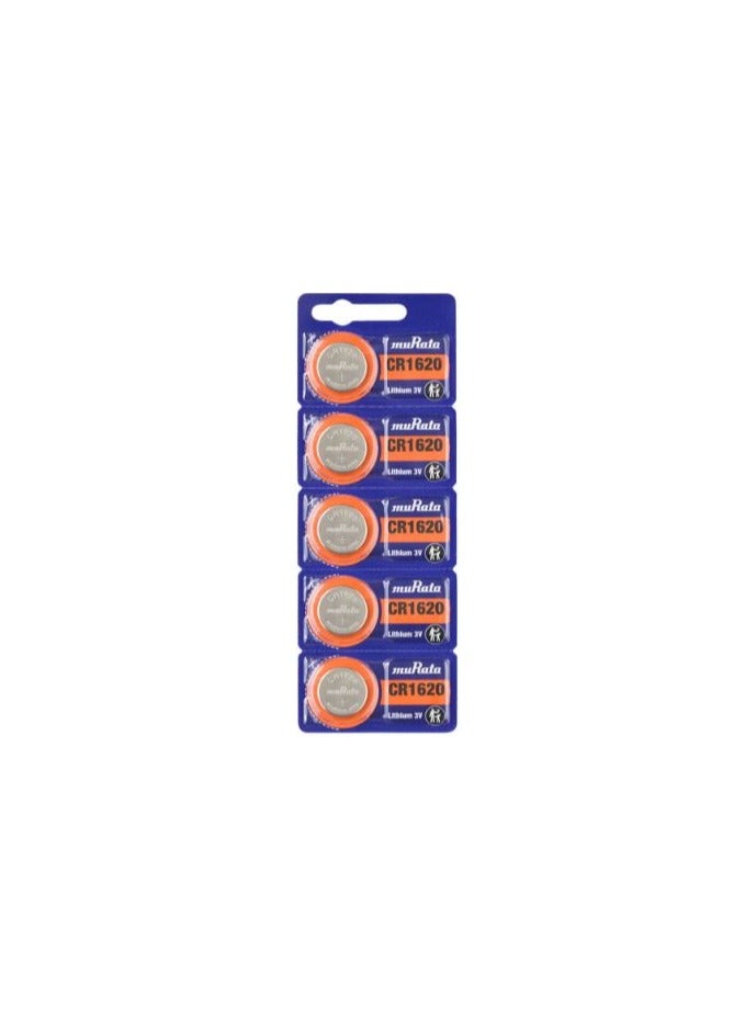Pack Of 5 CR2016 Lithium Coin Battery Silver