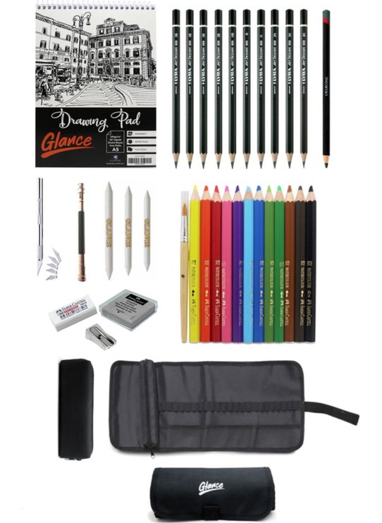Sketchbook A5 120GR 50 Sheets Faber-Castell Grip Crayons Drawing Sketching Set with Bag