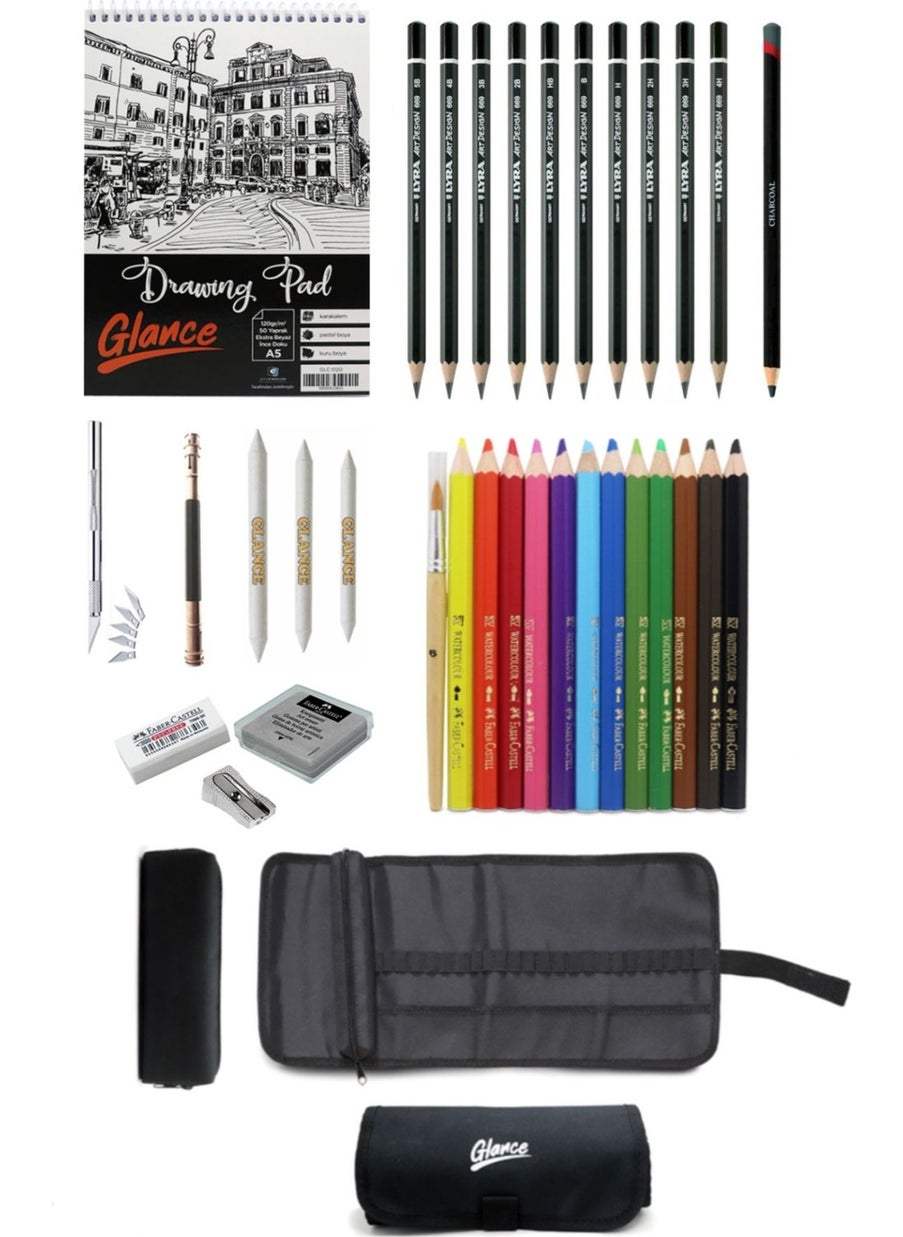Sketchbook A5 120GR 50 Sheets Faber-Castell Grip Crayons Drawing Sketching Set with Bag