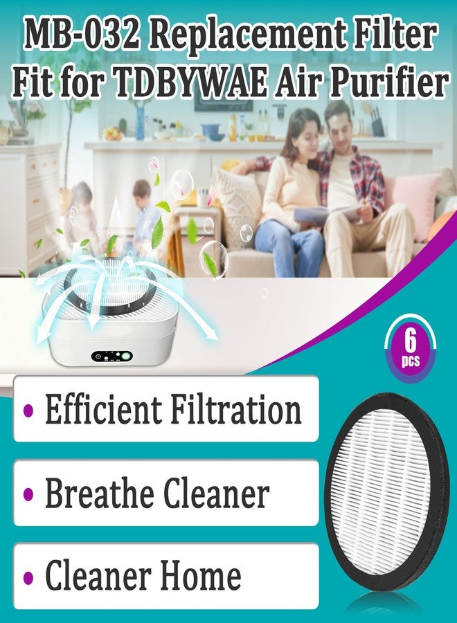 Joworthy 6 Pcs MB-032 Replacement Filter Compatible with TDBYWAE Air Purifier, 3-in-1 High-Efficiency Filtration with Activated Carbon Filter, Ultra-Silent and Long-Lasting Performance - Image 2